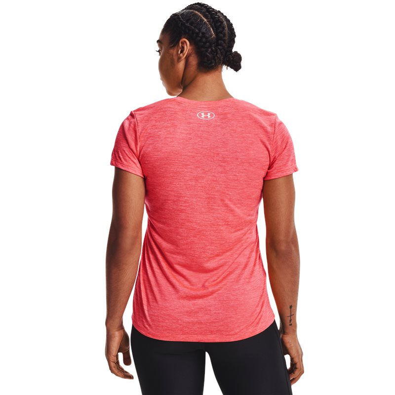 Under Armour Tech Twist V Neck Training Tee - Womens - Brilliance/Miami/Metallic Silver