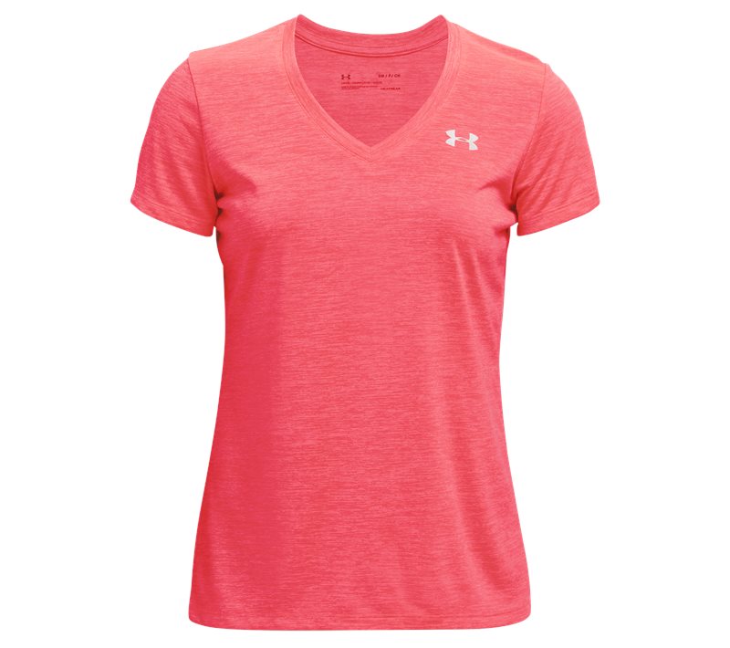 Under Armour Tech Twist V Neck Training Tee - Womens - Brilliance/Miami/Metallic Silver