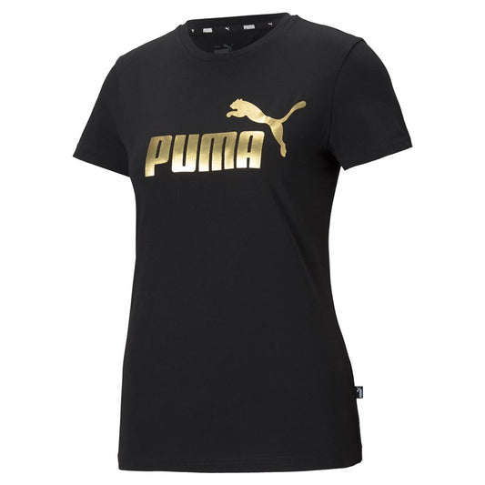 Puma Essentials Metallic Logo Tee - Womens - Black/Gold
