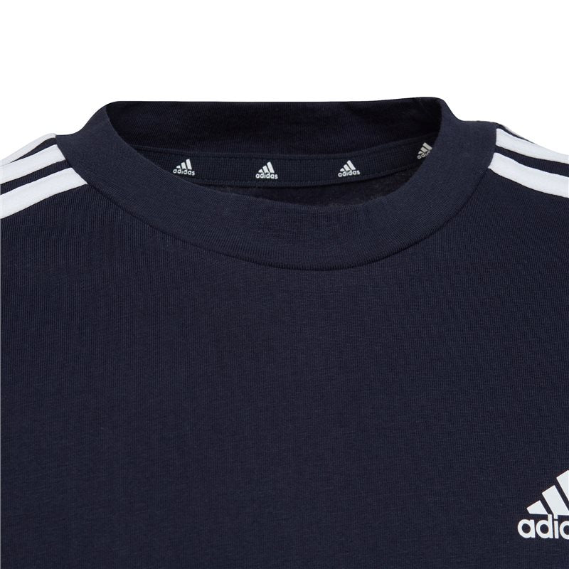 adidas Essentials 3 Stripe Tee - Boys - Legend Ink/White