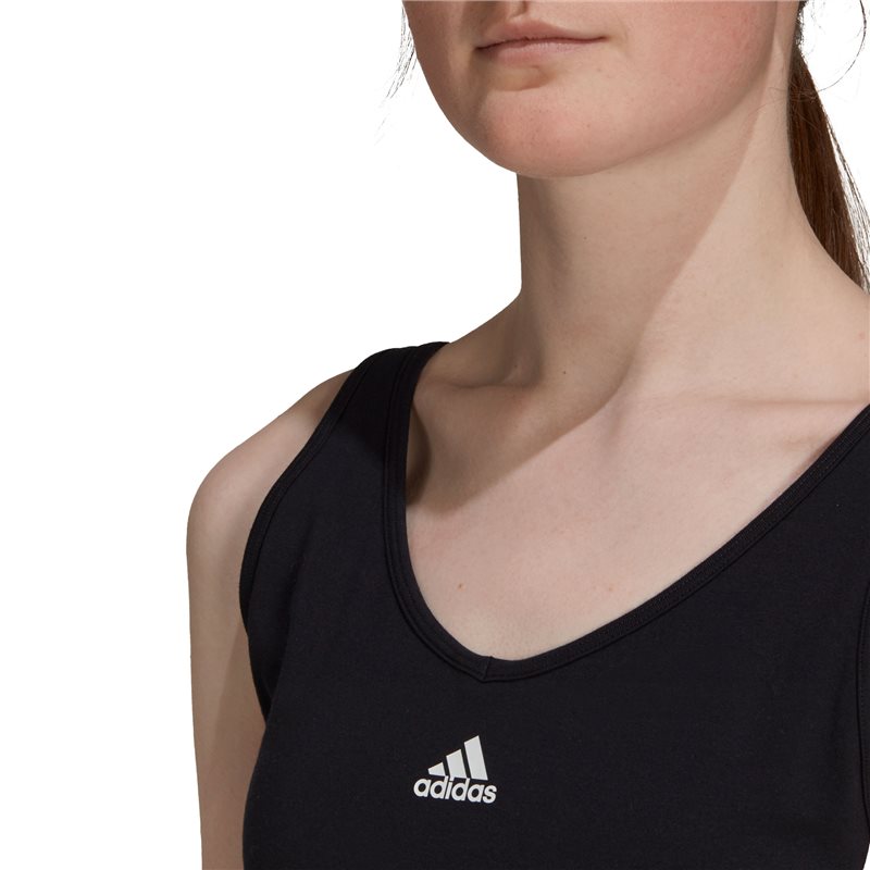 adidas Essentials 3 Stripe Crop Top - Womens - Black/White