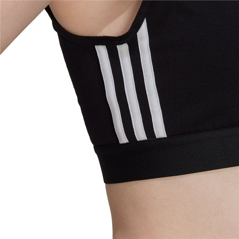 adidas Essentials 3 Stripe Crop Top - Womens - Black/White