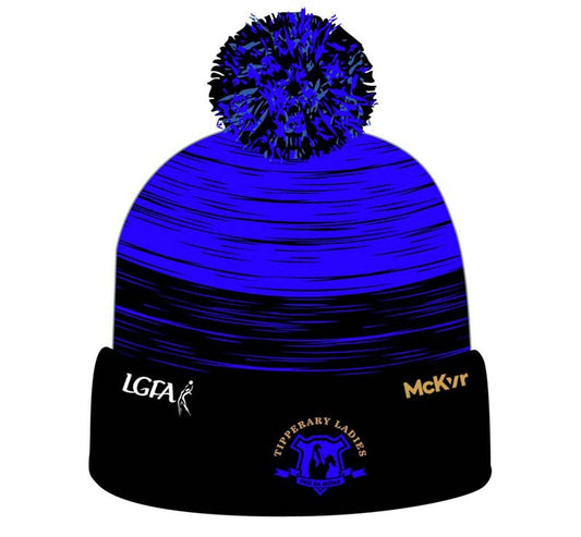 Mc Keever Tipperary Ladies LGFA Official Bobble Hat - Adult - Black/Bolt Blue