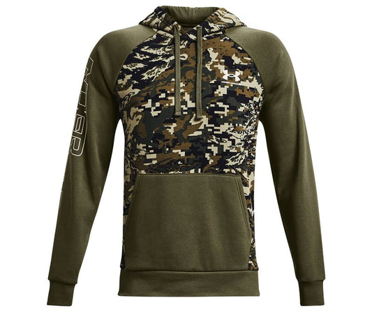 Under Armour Rival Fleece Camo Script Hoodie - Mens - Marine OD Green/Onyx White