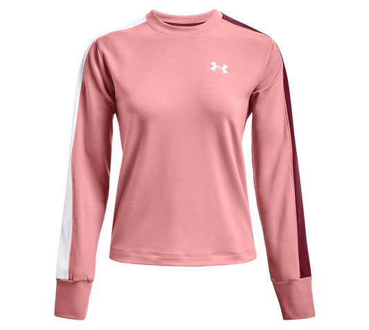 Under Armour Rival Terry CB Crew Neck Sweat Top - Womens - Pink Clay/League Red/White