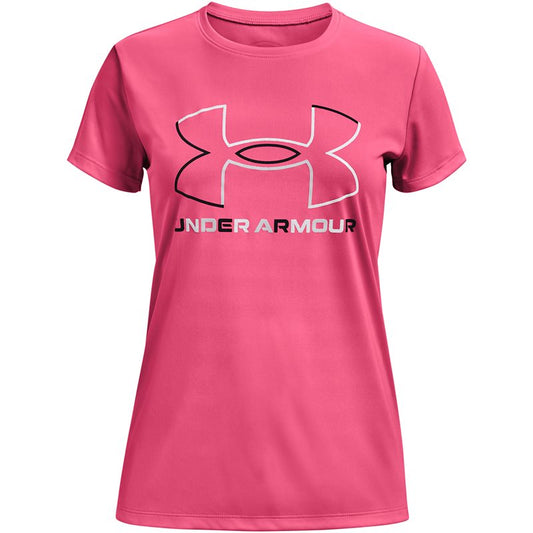 Under Armour Tech Big Logo Short Sleeve Tee - Girls - Cerise/White/Black