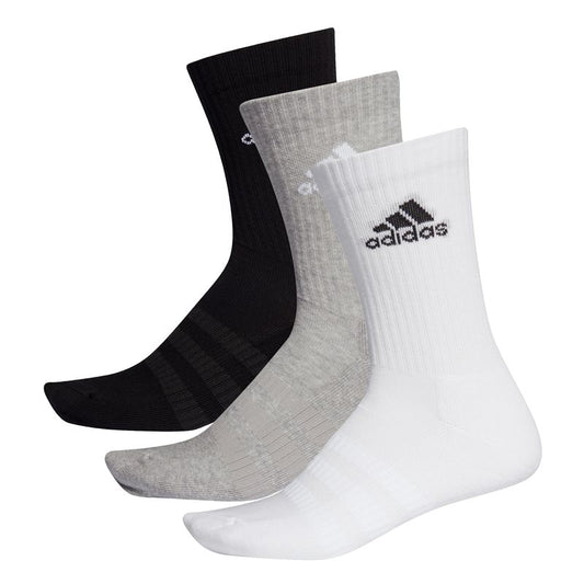 adidas Cushion Crew 3 Pack Socks - Adult - Mid Grey/White/Black