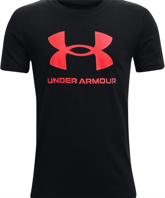 Under Armour Sportstyle Logo Short Sleeve Tee - Boys - Black/Beta