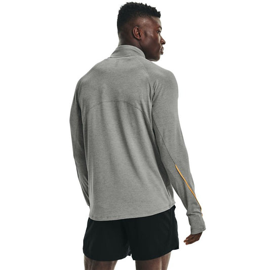 Under Armour Qualifier Run 2.0 1/2 Zip Top - Mens - Concrete Full Heather/Omega Orange/Reflective