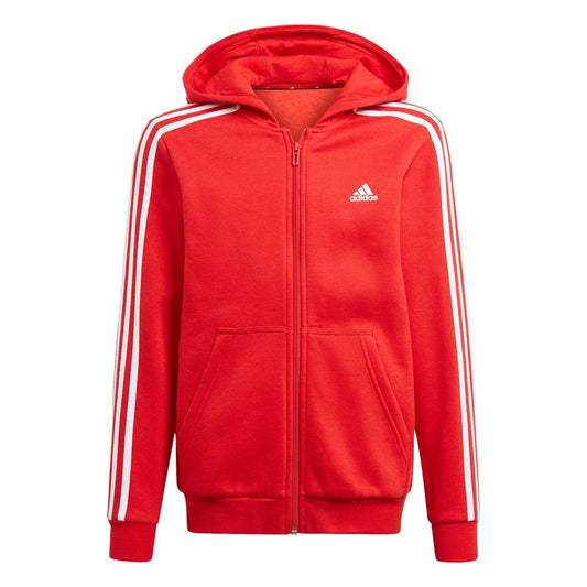 adidas 3 Stripe Full Zip Hoodie - Boys - Vivid Red/White