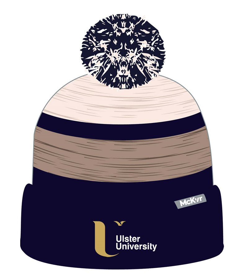 Mc Keever Ulster University Bobble Hat - Navy/Brown/Beige