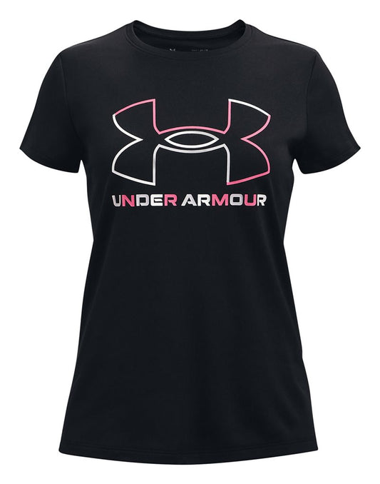 Under Armour Tech Big Logo Short Sleeve Tee - Girls - Black/Cerise/White