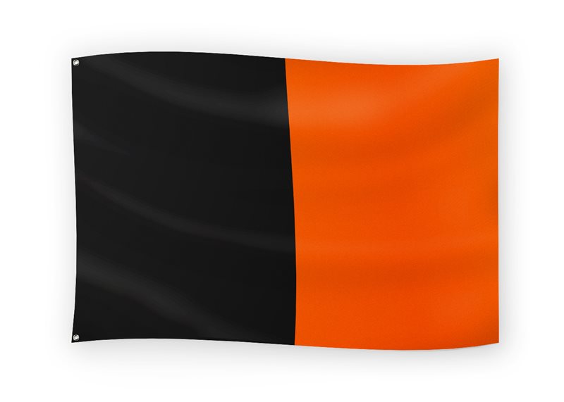 The GAA Store Half and Half Car Flag - Black/Orange