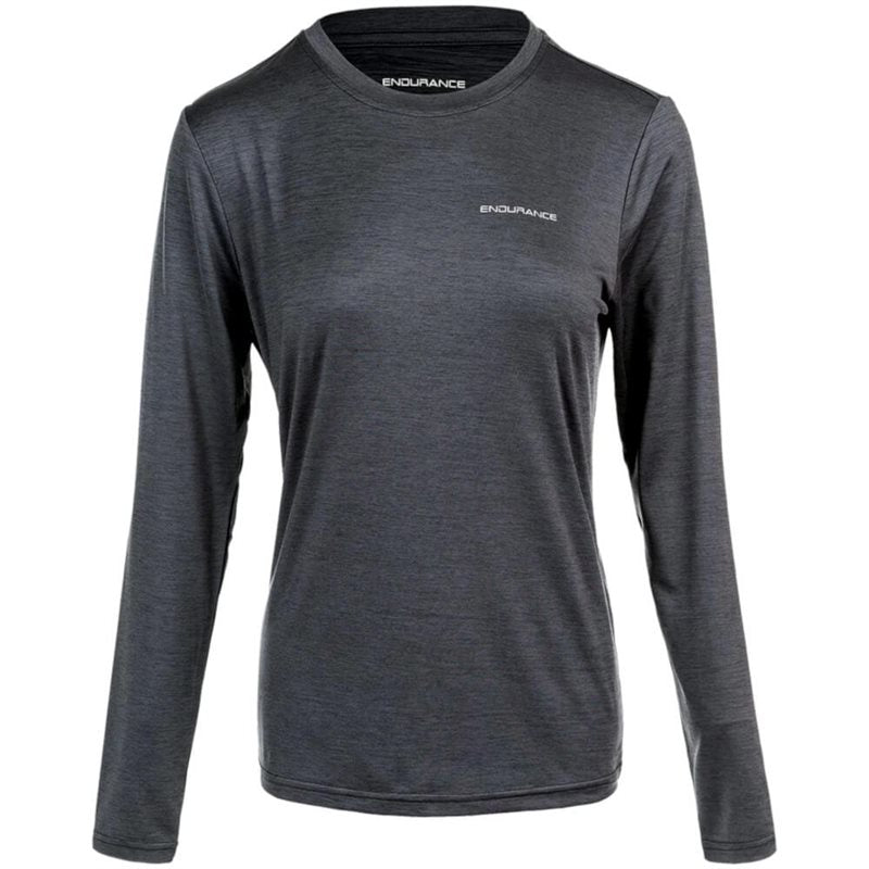 Endurance Maje Melange Long Sleeve Running Tee - Womens - Black