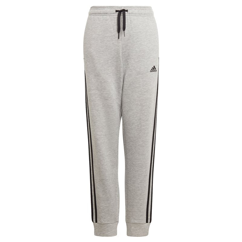 adidas 3 Stripe Fleece Pants - Boys - Medium Grey Heather/Black