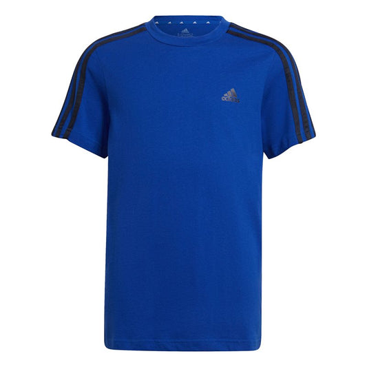 adidas Essentials 3 Stripe Tee - Boys - Royal Blue/Legend Ink