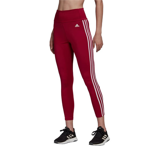 adidas High Rise 3 Stipes 7/8 Training Tights - Womens - Legacy Burgundy/White