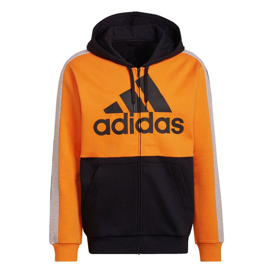 adidas Essentials Colour Block Full Zip Hoodie - Mens - Bright Orange/Black