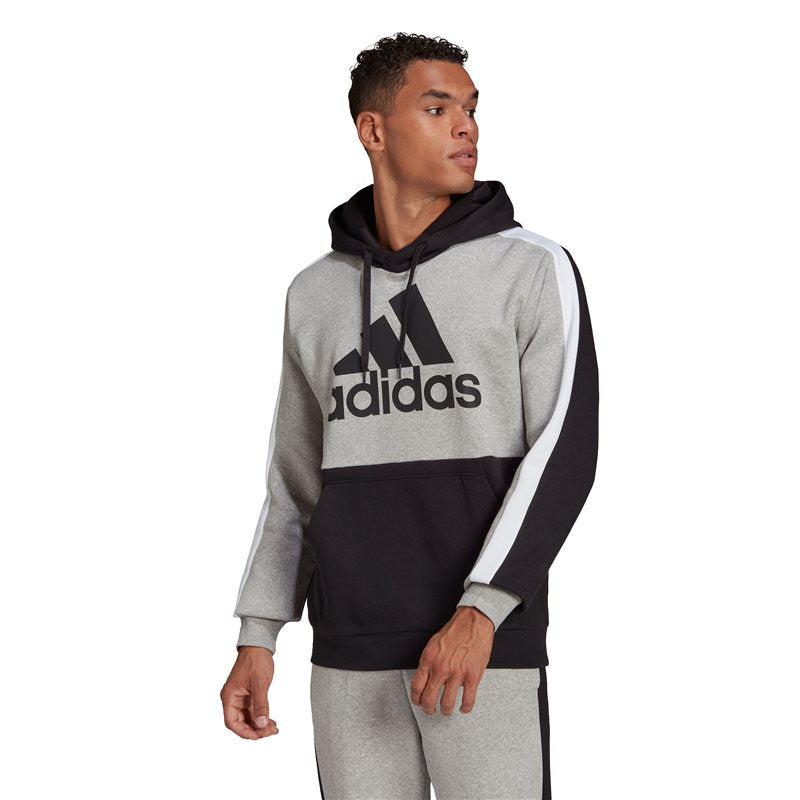 adidas Essentials Colour Block Hoodie - Mens - Medium Grey Heather/Black