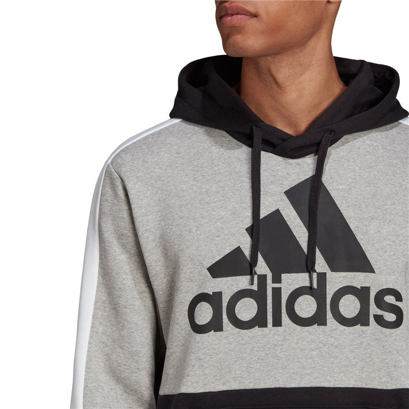 adidas Essentials Colour Block Hoodie - Mens - Medium Grey Heather/Black