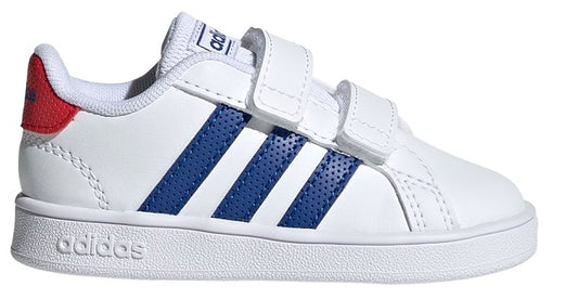 adidas Grand Court CF Infants Trainers - Boys - White/Royal Blue/Vivid Red