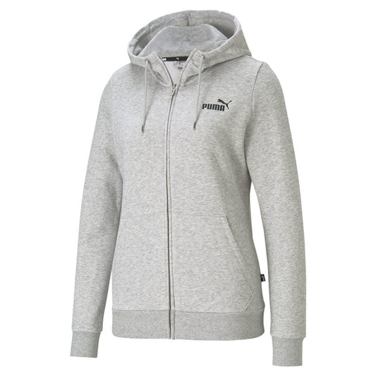 Puma Essentials Small Logo Full Zip Fleece Hoodie - Womens - Light Grey Heather