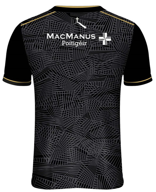 Mc Keever Leitrim GAA Official Training Jersey - Adult - Black/White/Gold/Design
