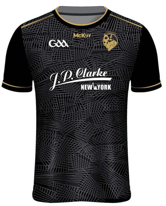 Mc Keever Leitrim GAA Official Training Jersey - Adult - Black/White/Gold/Design