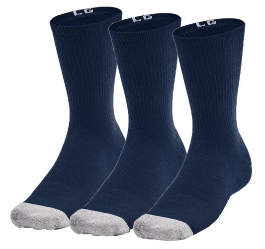Under Armour Heatgear 3 Pack Crew Socks - Adult - Academy/Halo Grey