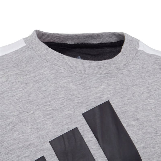 adidas Colourblock Tee - Boys - Black/Medium Grey Heather/White