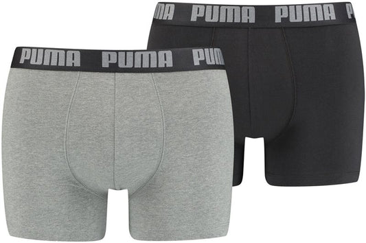 Puma Basic 2 Pack Boxers - Mens - Black/Grey