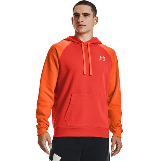 Under Armour Rival Fleece Colorblock Hoodie - Mens - Dark Orange/Team Orange/Stone