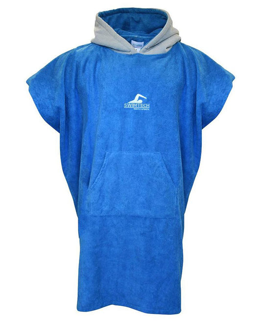 SwimTech Microfiber Poncho (330gsm mircofibre - 70 x 80cm) - Youth - Blue/Grey
