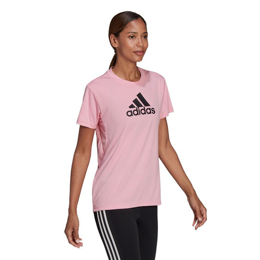 adidas Logo Sports Tee - Womens - Light Pink/Black