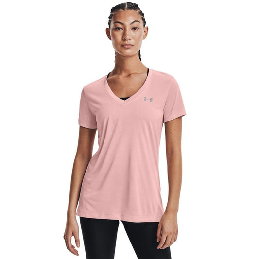 Under Armour Tech Twist V Neck Training Tee - Womens - Retro Pink/Metallic Silver