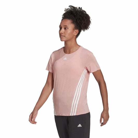 adidas Train Icons 3 Stripe Tee - Womens - Wonder Mauve/White