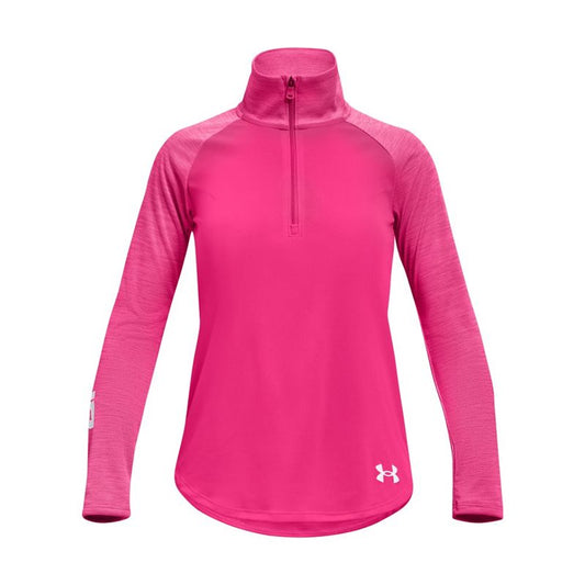 Under Armour Tech Graphic Half Zip - Girls - Electro Pink/White