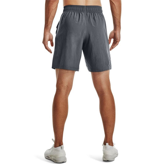 Under Armour Woven Graphic Wordmark Shorts - Mens - Pitch Grey/Red