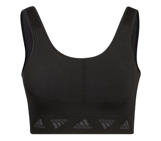 adidas Aeroknit Light Support Sports Bra - Womens - Black/Grey