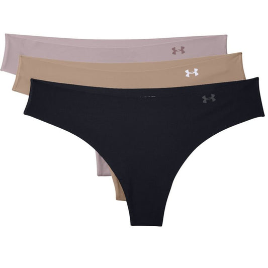 Under Armour Pure Stretch Thong 3 Pack - Womens - Black/Nude/Dash Pink