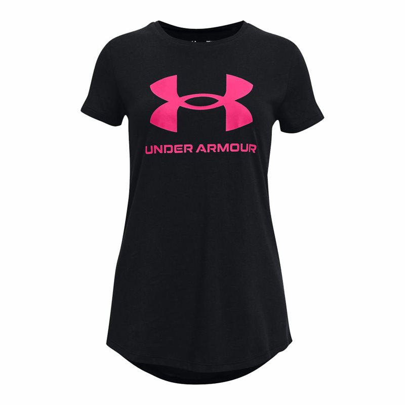 Under Armour Sportstyle Graphic Short Sleeve Tee - Girls - Black/Electro Pink