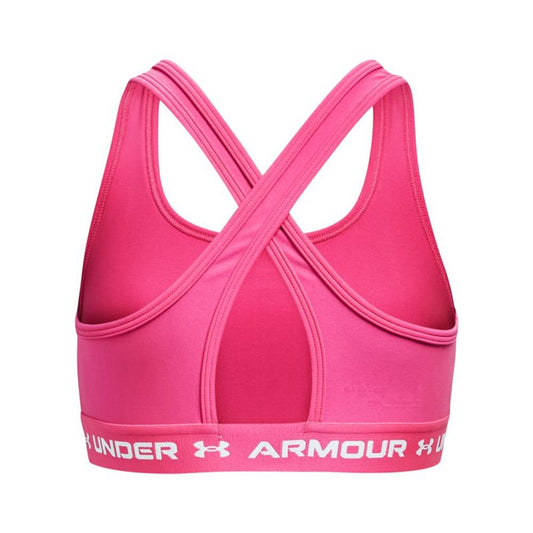 Under Armour Crossback Mid Solid Sports Bra - Girls - Electro Pink/White