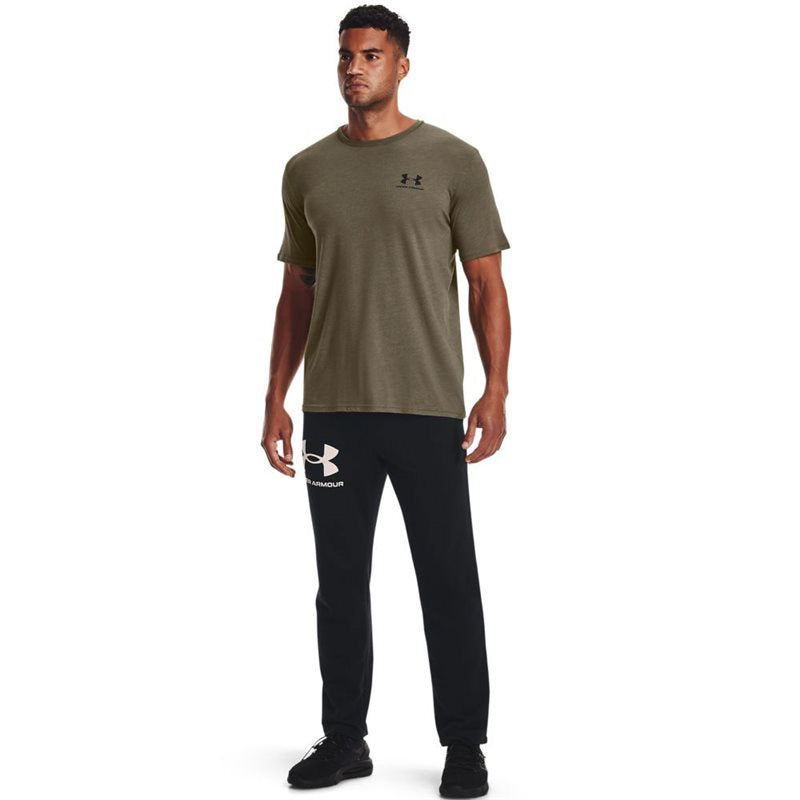 Under Armour Sportstyle Left Chest Short Sleeve Training Tee - Mens - Tent Medium Heather/Black