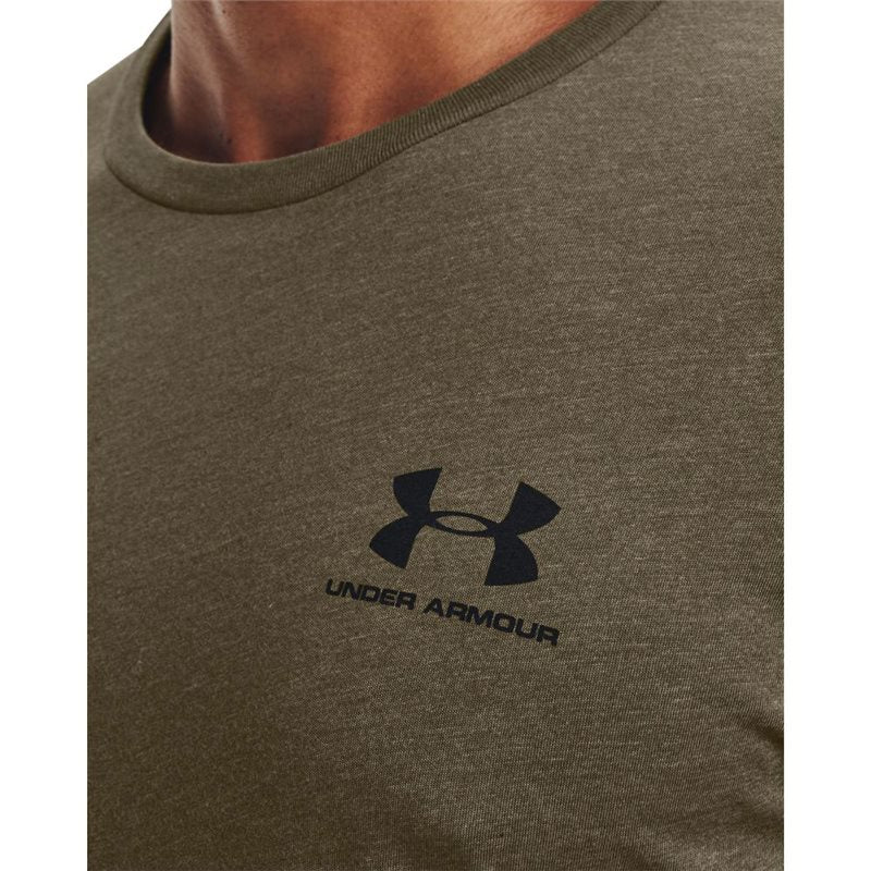 Under Armour Sportstyle Left Chest Short Sleeve Training Tee - Mens - Tent Medium Heather/Black