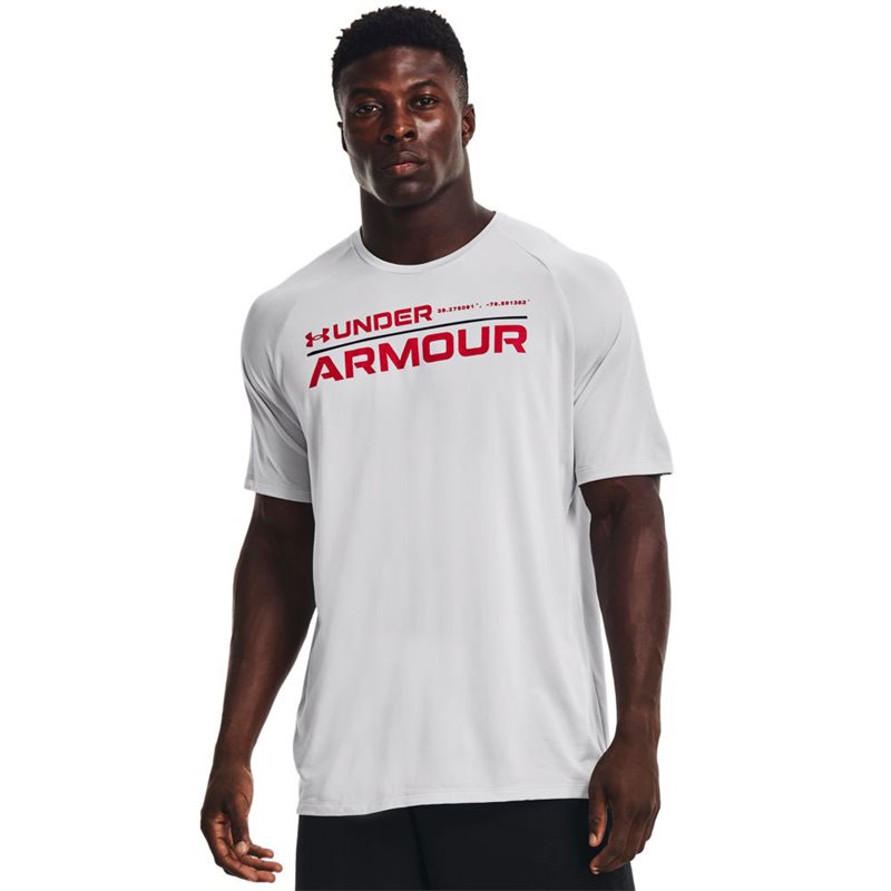 Under Armour Tech 2.0 Wordmark Short Sleeve Tee - Mens - Halo Grey/Red