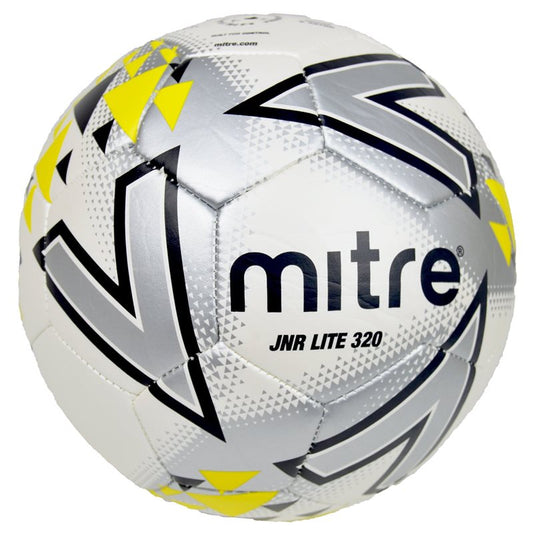 Mitre Lite 320 JU Football - White/Silver/Yellow Size 5