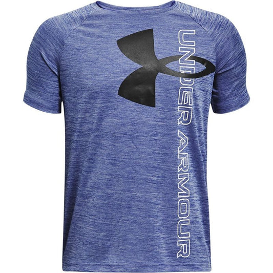 Under Armour Tech Split Logo Hybrid Short Sleeve Tee - Boys - Royal/Black
