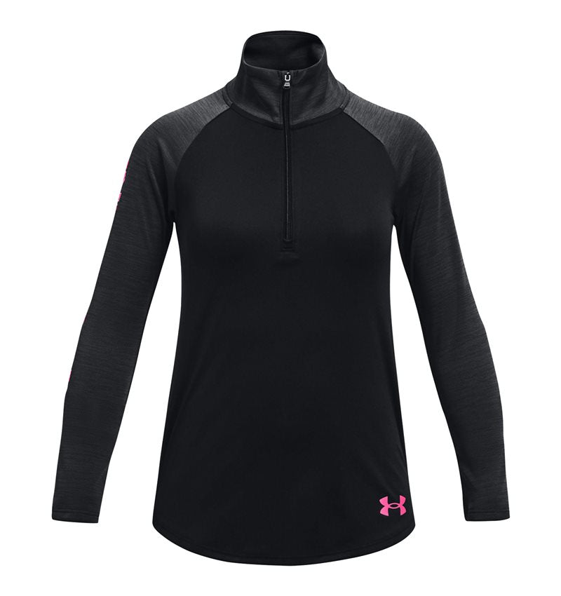 Under Armour Tech Graphic Half Zip - Girls - Black/Electro Pink