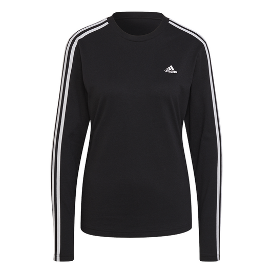 adidas Essentials 3 Stripe Long Sleeve Tee - Womens - Black/White