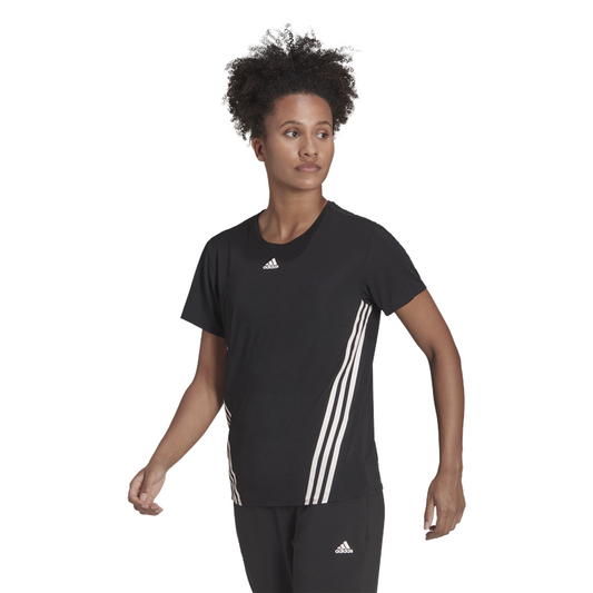 adidas Train Icons 3 Stripe Tee - Womens - Black/White